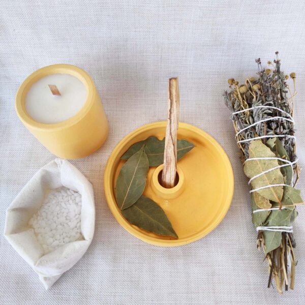 Arınma Tütsülük Set Vegan Ylang Ylang Sandal Kokulu Soya Mumu Palo Santo Adaçayı Lavanta Tütsü Seti