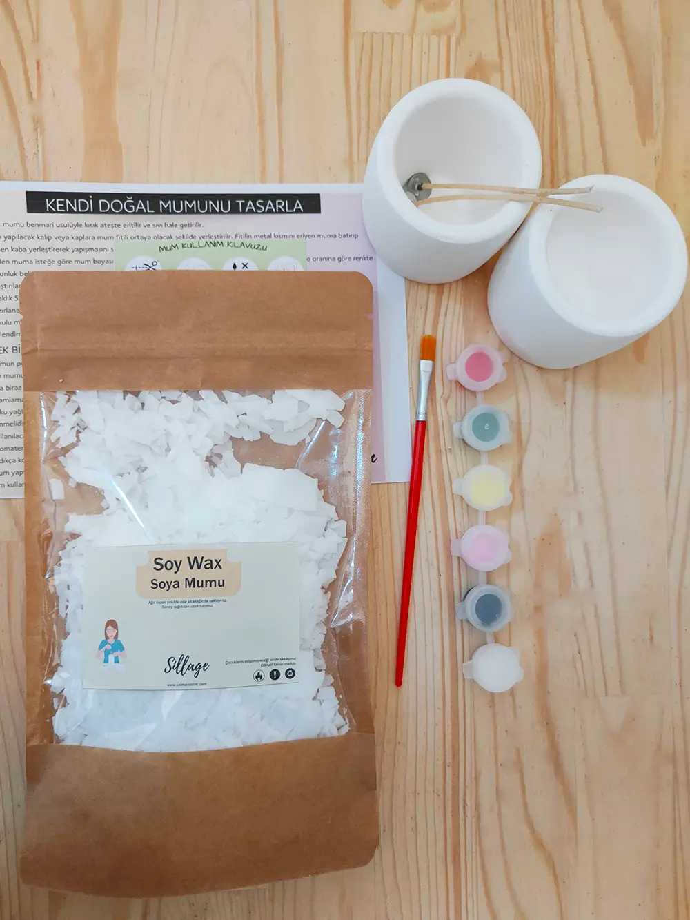 IMG2025022716422112 Beton Mum Kabı Boyama ve Mum Yapım Seti Yaratıcı Etkinlik DIY El Yapımı Dekorasyon Hediyelik Kit - Görüntü 3